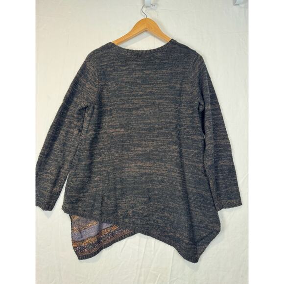 Soft Surroundings Women Petite M Asymmetric Wool‎ Blend Long Brown Sweater Tunic - Picture 5 of 6